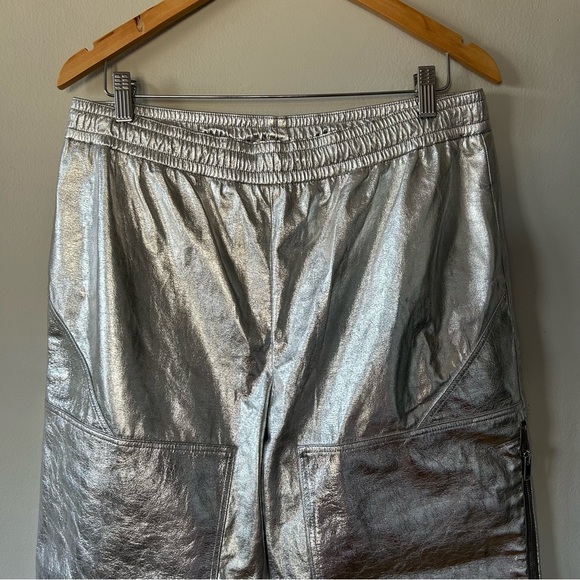 Stella McCartney Metallic Silver Foil Jogger Pants Size IT46/US 10/12 $995 NWOT - Picture 5 of 8